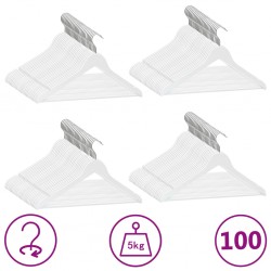 Sonata 100 бр Комплект закачалки за дрехи антиплъзгащи бял дърво - Закачалки