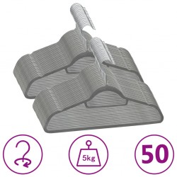 Sonata 50 бр Комплект закачалки за дрехи антиплъзгащи сиво кадифе - Закачалки