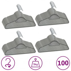 Sonata 100 бр Комплект закачалки за дрехи антиплъзгащи сиво кадифе - Закачалки