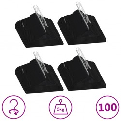 Sonata 100 бр Комплект закачалки за дрехи антиплъзгащи черно кадифе - Закачалки