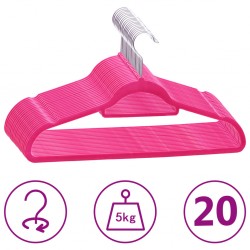 Sonata 20 бр Комплект закачалки за дрехи антиплъзгащи розово кадифе - Закачалки