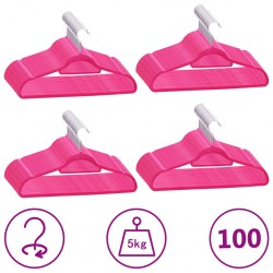 Sonata 100 бр Комплект закачалки за дрехи антиплъзгащи розово кадифе - Закачалки