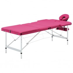Sonata Сгъваема масажна кушетка, 3 зони, алуминий, розова - Обзавеждане на Бизнес обекти