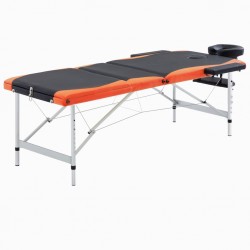 Sonata Сгъваема масажна кушетка, 3 зони, алуминий, черно и оранжево - Обзавеждане на Бизнес обекти