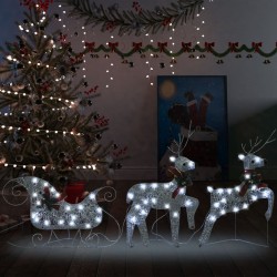 Sonata Коледна украса за открито северни елени с шейна 60 LED сребрист - Сезонни и Празнични Декорации