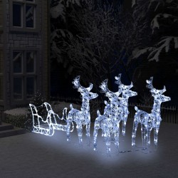Sonata Коледна украса северни елени с шейна 400 LED акрил - Сезонни и Празнични Декорации