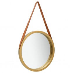Sonata Стенно огледало с каишка, 40 см, златисто - Огледала