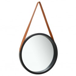 Sonata Стенно огледало с каишка, 50 см, черно - Огледала