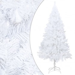 Sonata Изкуствено коледно дърво с плътни клонки, бяло, 210 см, PVC - Сезонни и Празнични Декорации