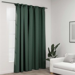 Sonata Затъмняваща завеса с куки, имитираща лен, зелена, 290x245 см - Завеси, Пердета и Кoрнизи