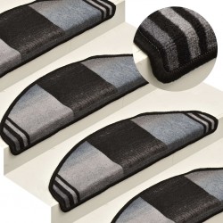 Sonata Самозалепващи стелки за стъпала, 15 бр, черно-сиви, 65x21x4 см - Килими, Мокети и Подложки
