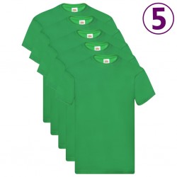 Fruit of the Loom Оригинални тениски, 5 бр, зелени, 3XL, памук - Работно Облекло