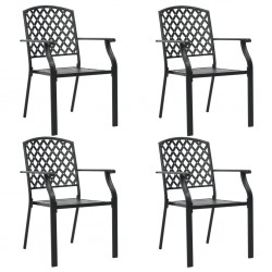 Sonata Градински столове, 4 бр, мрежест дизайн, черни, стомана - Градински столове