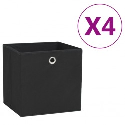 Sonata Кутии за съхранение, 4 бр, нетъкан текстил, 28x28x28 см, черни - Продукти за съхранение