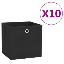 Sonata Кутии за съхранение, 10 бр, нетъкан текстил, 28x28x28 см, черни - Продукти за съхранение