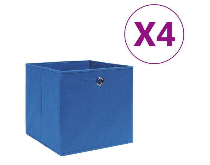 Sonata Кутии за съхранение, 4 бр, нетъкан текстил, 28x28x28 см, сини