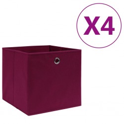Sonata Кутии за съхранение 4 бр текстил 28x28x28 см тъмночервени - Продукти за съхранение