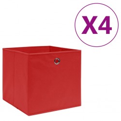 Sonata Кутии за съхранение 4 бр нетъкан текстил 28x28x28 см червени - Продукти за съхранение