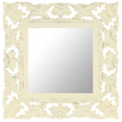 Sonata Ръчно резбовано огледало, бяло, 50x50 см, мангово дърво масив - Огледала