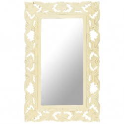 Sonata Ръчно резбовано огледало, бяло, 80x50 см, мангово дърво масив - Огледала