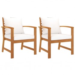 Sonata Градински столове, 2 бр, кремави възглавници, акация масив - Градински столове