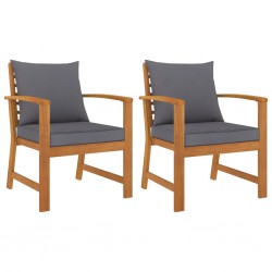 Sonata Градински столове, 2 бр, тъмносиви възглавници, акация масив - Градински столове