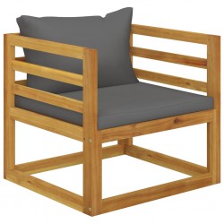Sonata Градински стол с тъмносиви възглавници, акация масив - Градински столове