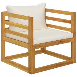 Sonata Градински стол с кремави възглавници, акациево дърво масив - Градински столове