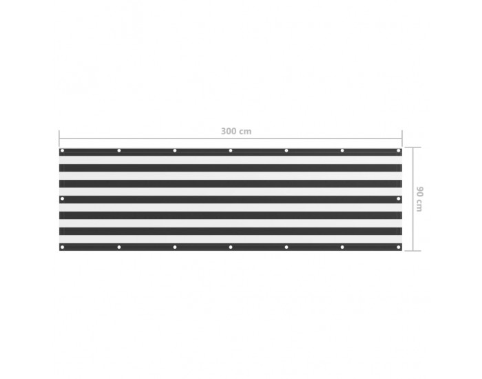 Sonata Балконски параван, антрацит и бяло, 90x300 см, оксфорд плат