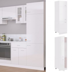 Sonata Шкаф за хладилник, бял гланц, 60x57x207 см, ПДЧ - Кухненски шкафове
