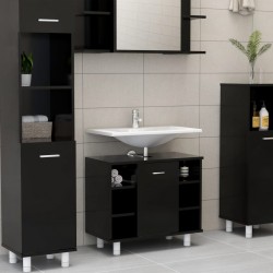 Sonata Шкаф за баня, черен, 60x32x53,5 см, ПДЧ - Шкафове за Баня