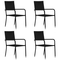 Sonata Външни трапезни столове, 4 бр, полиратан, черни - Градински столове