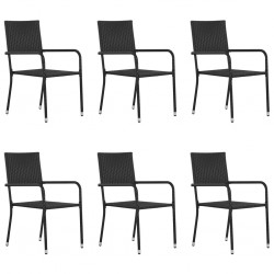 Sonata Външни трапезни столове, 6 бр, полиратан, черни - Градински столове