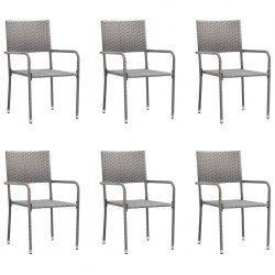 Sonata Външни трапезни столове, 6 бр, полиратан, антрацит - Градински столове