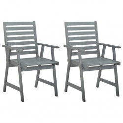 Sonata Градински трапезни столове, 2 бр, сиви, акациево дърво масив - Градински столове