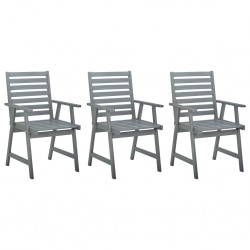Sonata Градински трапезни столове, 3 бр, сиви, акациево дърво масив - Градински столове