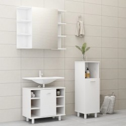Sonata Комплект мебели за баня от 3 части, бял гланц, ПДЧ - Шкафове за Баня