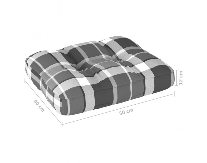 Sonata Палетна възглавница за диван, сиво каре, 50x40x12 см