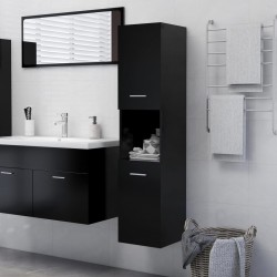 Sonata Шкаф за баня, черен, 30x30x130 см, ПДЧ - Шкафове за Баня