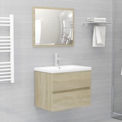 Sonata Комплект мебели за баня от 2 части, дъб сонома, ПДЧ - Шкафове за Баня