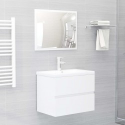 Sonata Комплект мебели за баня от 2 части, бял гланц, ПДЧ - Шкафове за Баня