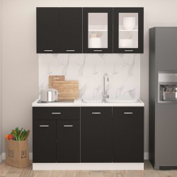 Sonata Комплект кухненски шкафове от 4 части, черен, ПДЧ - Комплекти Мебели