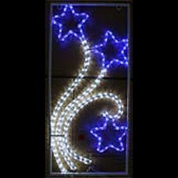Орнамент 3 звезди - 144 бели и сини LED лампички - Dianid