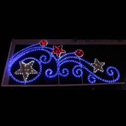 Орнамент звезди и кръгове - 48 сини и 420 бели и червени LED лампички - Dianid