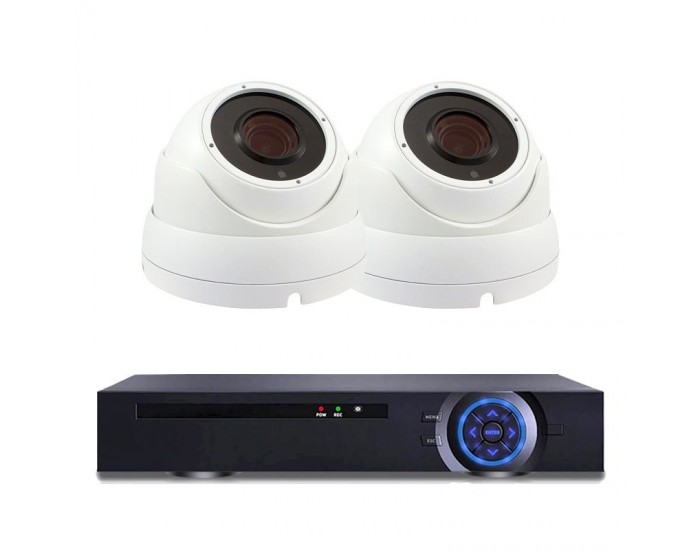 Комплект за видеонаблюдение с 2 Full HD куполни IP PoE камери и NVR