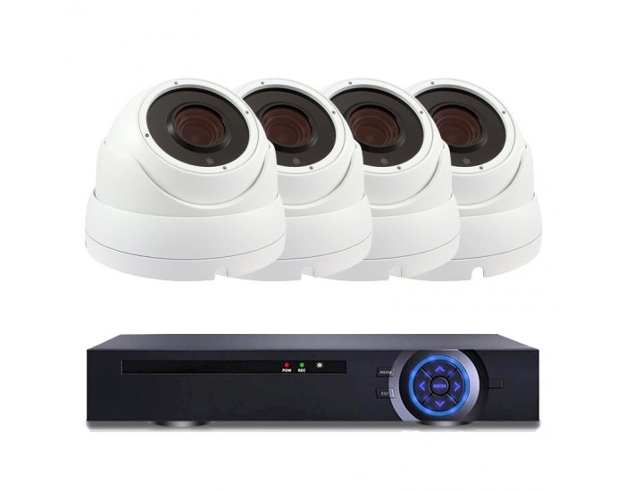 Комплект за видеонаблюдение с 4 Full HD куполни IP PoE камери и NVR