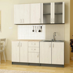 Кухня K 4-dst, антрацид и бял дъб - Комплекти Мебели