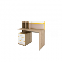 Детско бюро Memo.bg модел 270, с надстройка, Сонома и бяло - Мебели за детска стая