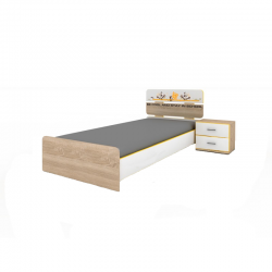 Детско легло Memo.bg модел 267, за матрак 90/200, сонома и бяло с принт - Мебели за детска стая