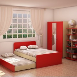 Детска стая Memo.bg модел BM Lena, цветове Червено и бежово - Мебели и Интериор